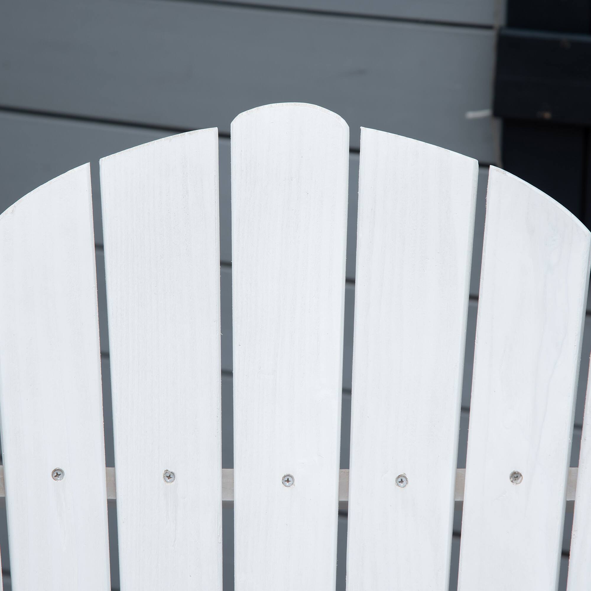 Alt View 7. Outsunny - Folding Adirondack Chair with Pull Out Ottoman, Outdoor Fir Wood Fire Pit Chair with Footrest - White.