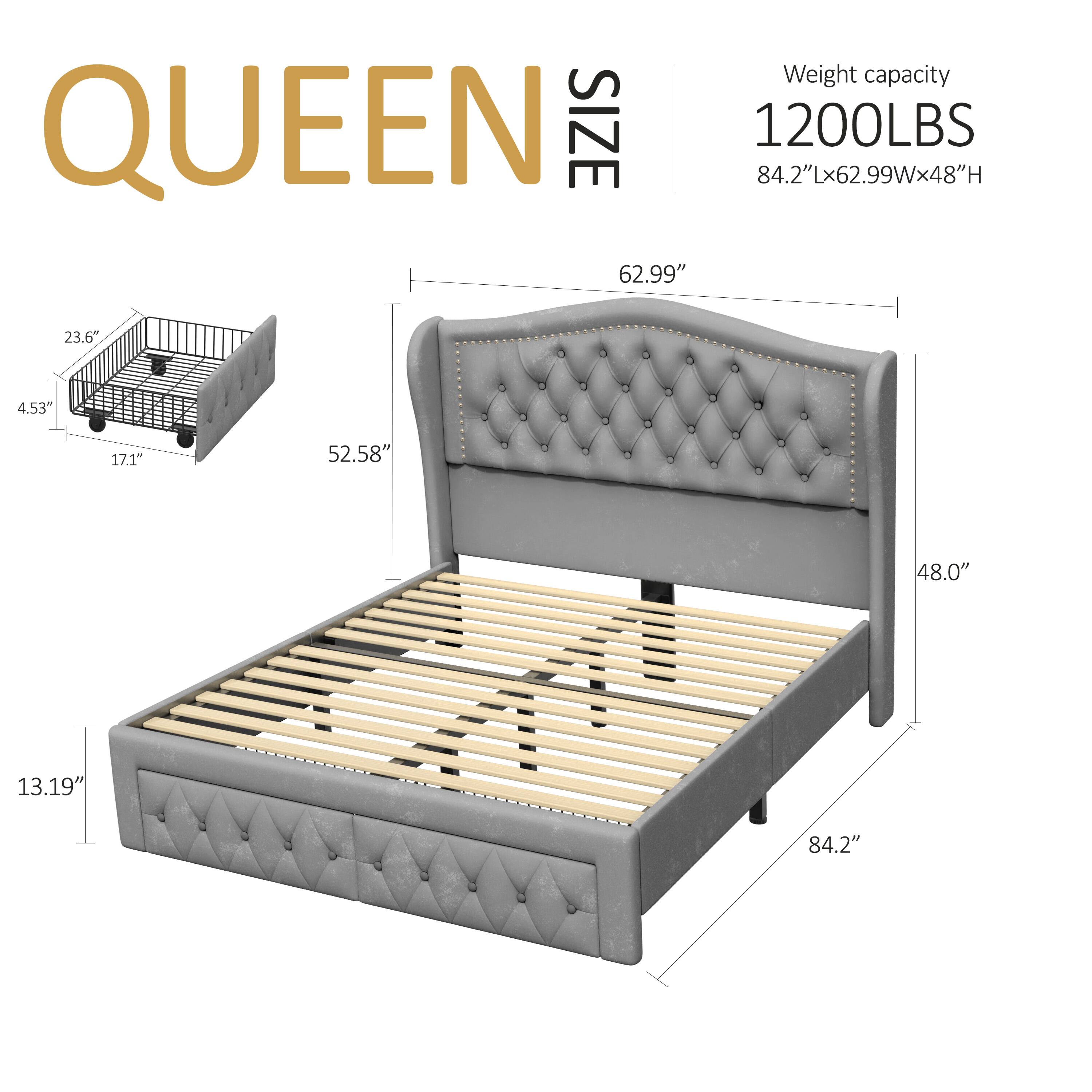 Weight capacity: 1200LBS  
Dimensions: 84.2"L x 62.99"W x 48"H  
Additional measurements: 62.99", 23.6", 4.53", 17.1", 52.58", 48.0", 13.19", 84.2"