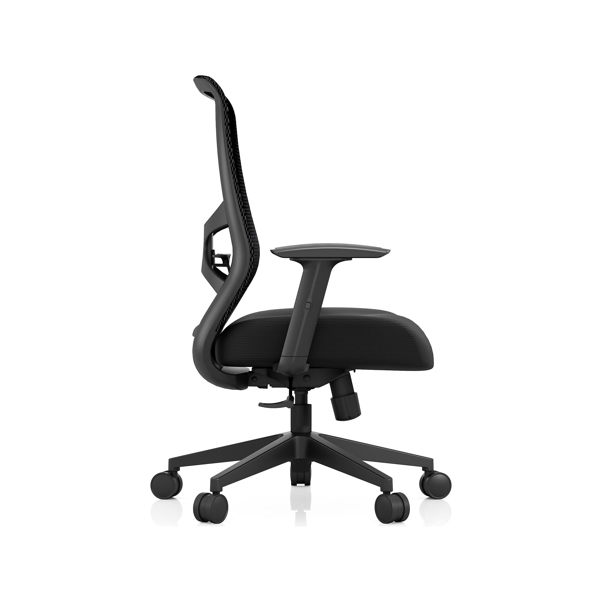 Alt View 2. Tempur-Pedic - ProTask Mesh/Fabric Swivel Executive Task Chair, Black (TP-PROTASK-BLK) - Black.