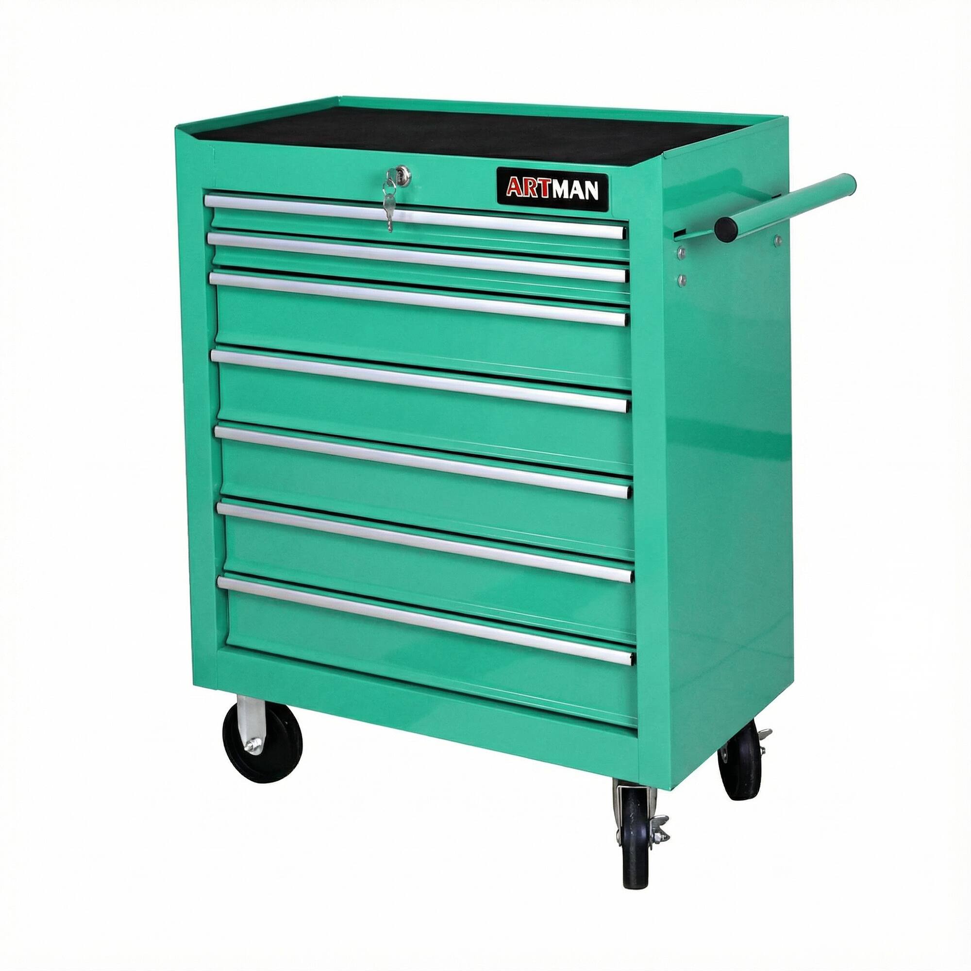Left. LOVMOR - 7 DRAWERS MULTIFUNCTIONAL TOOL CART WITH WHEELS.