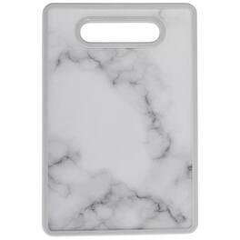 Elle Decor - 8" x 12" Kitchen Cutting Board - Designed Plastic, Nonslip, Easy-Grip Handle, Dishwasher Safe - Marble