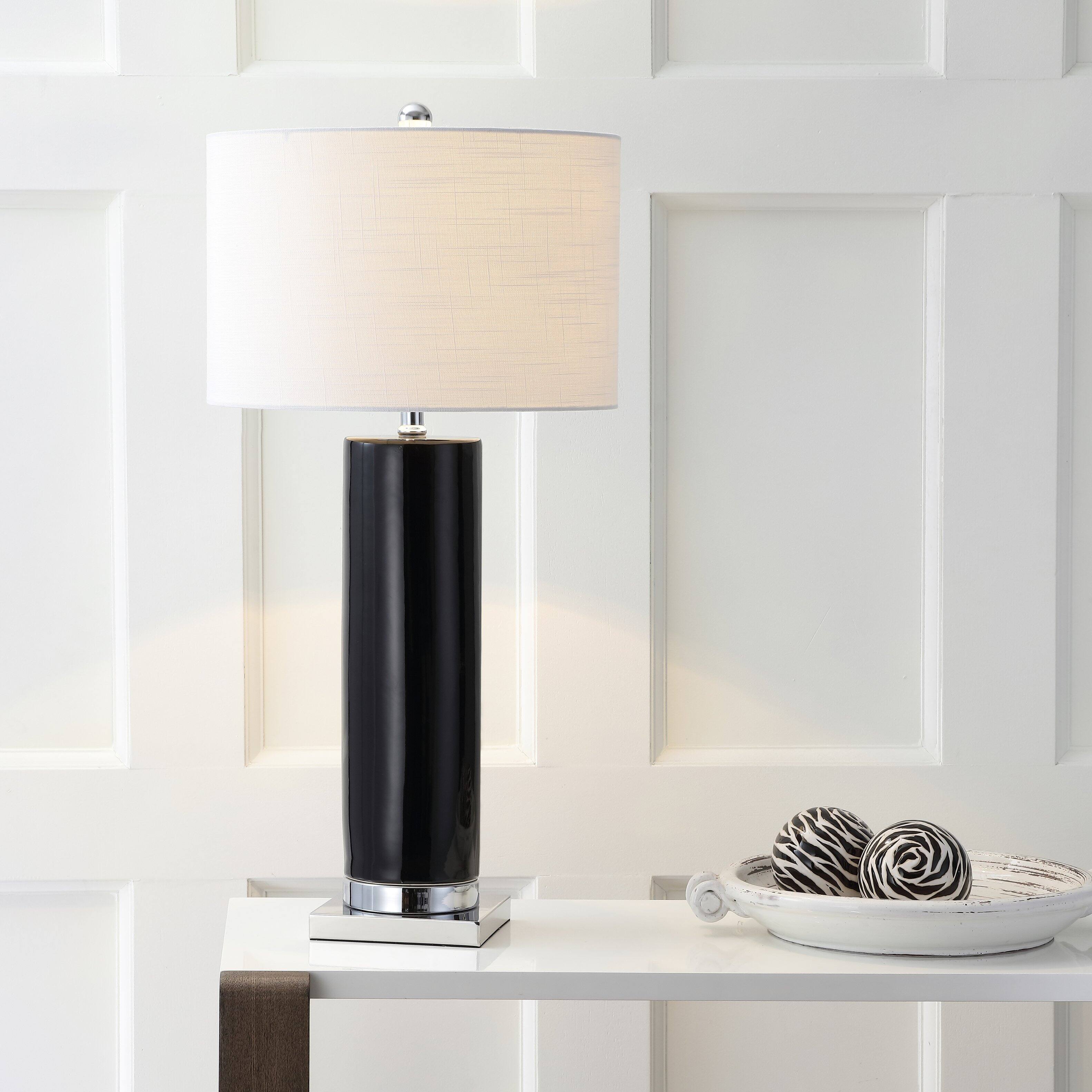 Alt View 1. Jonathan Y - Dallas 31.5" Ceramic LED Table Lamp, Black/Chrome - Black/Chrome.