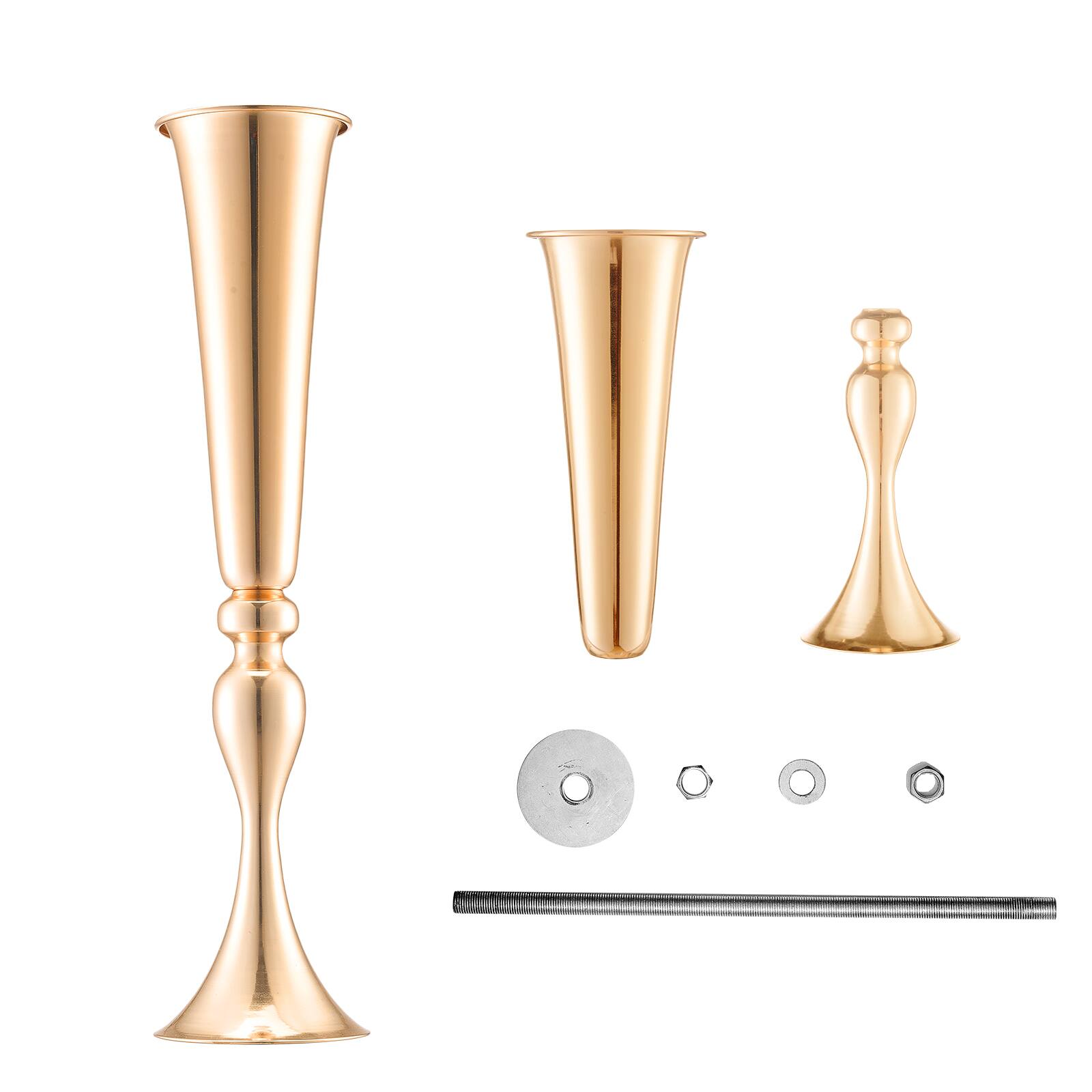 Alt View 5. VEVOR - 2PCS 56cm/22.05” Tall Wedding Flower Vase, Metal Wedding Trumpet Centerpiece, Gold Floral Stand Display Rack - French Gold.