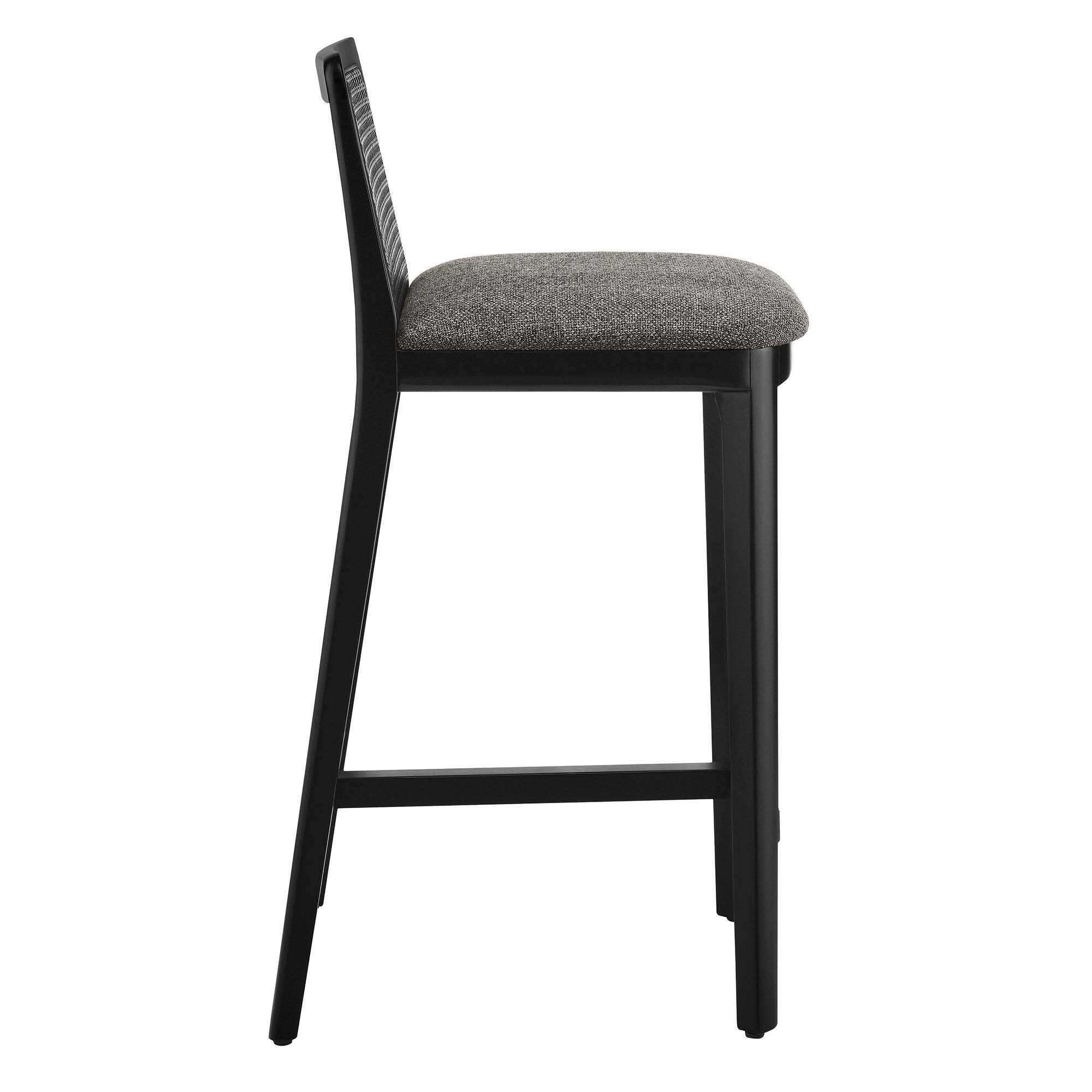 Alt View 2. Modway - Monarch Wood and Rattan Counter Stool by Modway - Black Black Gray.
