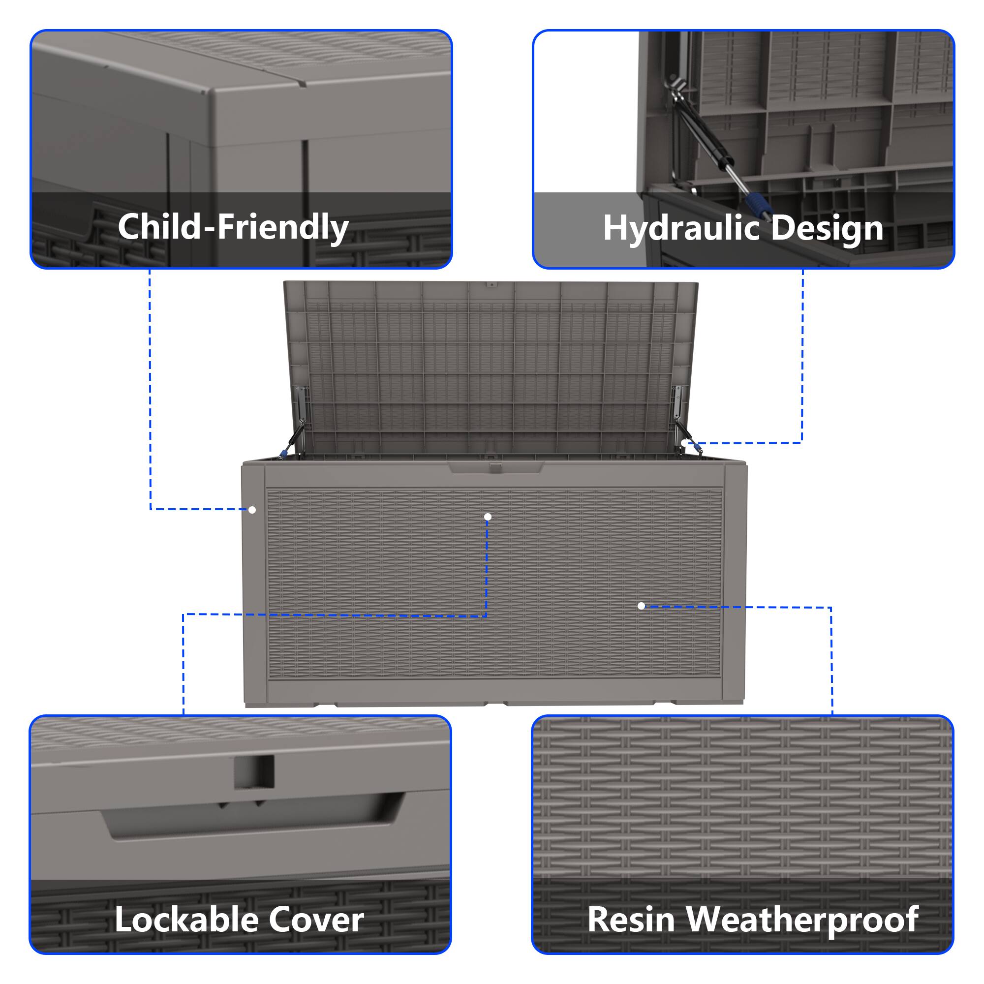 Child-Friendly  
Hydraulic Design  
Lockable Cover  
Resin Weatherproof
