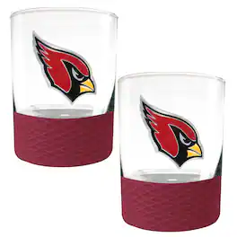 Great American Products - Arizona Cardinals 2-Pack 14oz. Rocks Glass Set with Silcone Grip - Red