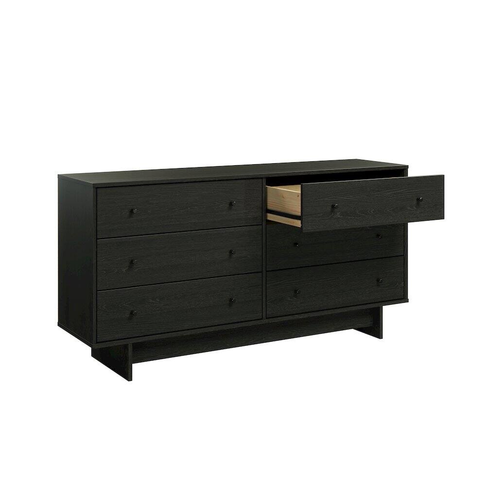 Angle. Prepac - Finnley 6-Drawer Dresser in Black Oak, Dresser for Bedroom, Living Room - Black.