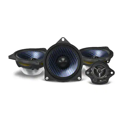 Front. Alpine - Alpine EV-40M-T - 4" Front Dash Speaker Upgrade Kit Compatible with Select 17-24 Model 3 & 20-24 Model Y - Black/Gray.