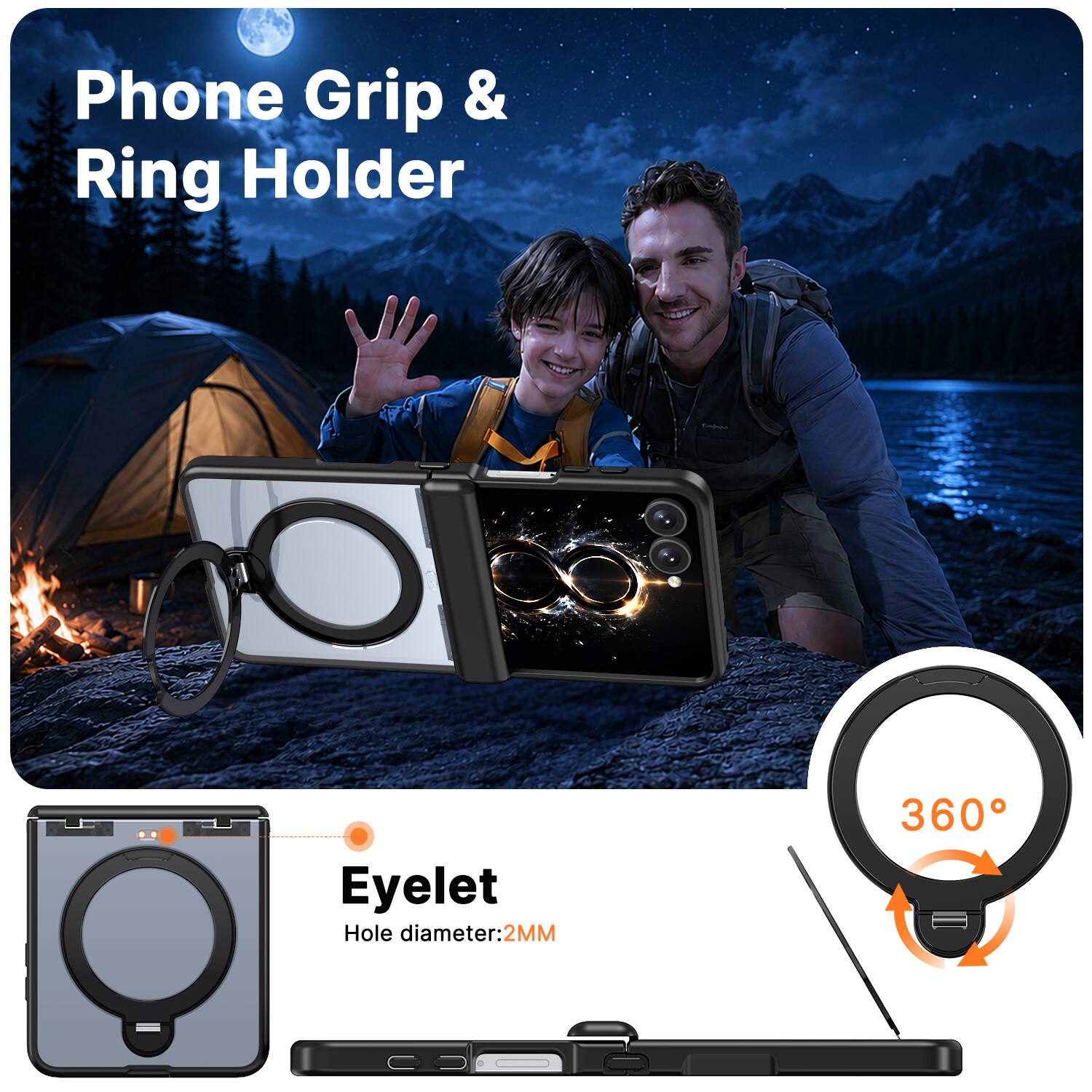 Phone Grip & Ring Holder

Eyelet Hole diameter: 2MM

360°