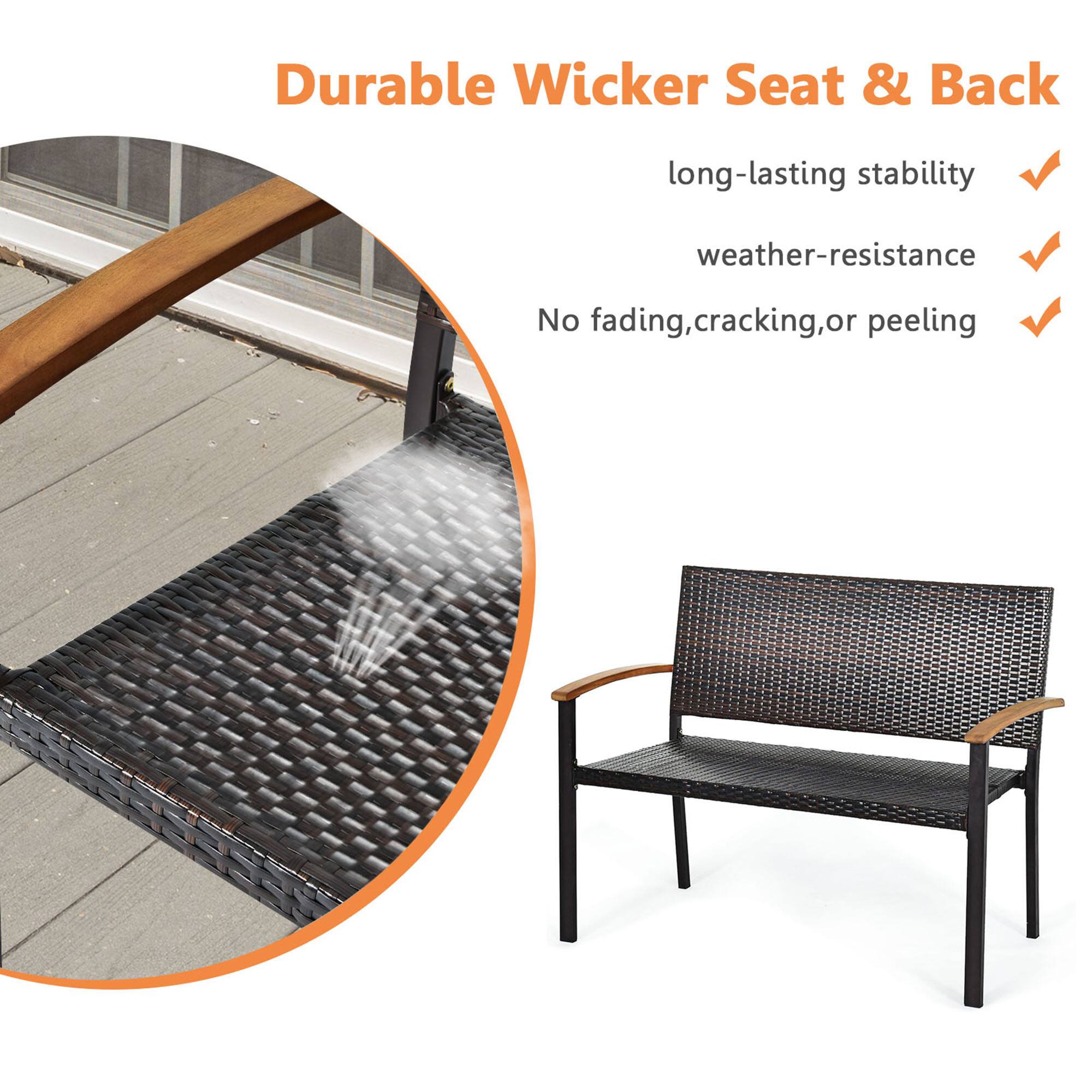 Durable Wicker Seat & Back

- long-lasting stability
- weather-resistance
- No fading, cracking, or peeling