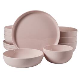 Gibson - Home Candy Skies 12 Piece Wheat Straw Melamine Dinnerware Set - Pink