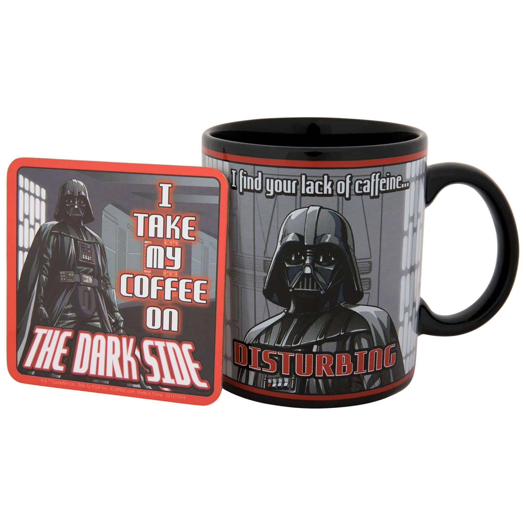 Star Wars Darth Vader Humor 20oz Ceramic Mug and Coaster Set Black