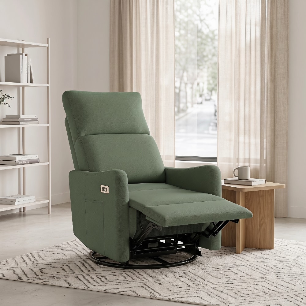 Loheer - Power Swivel Recliner Chair Rocker Recliner for Small Spaces Nursery Glider Recliner with USB Port - Dark Green price history on PriceWatchPro