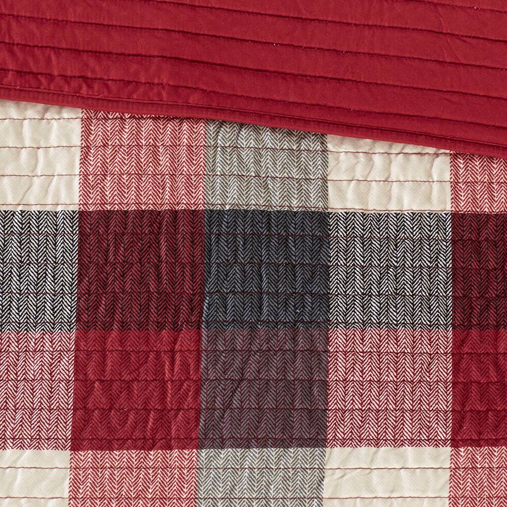 Alt View 5. Gracie Mills - Gracie Mills Nanette 6 Piece Printed Herringbone Quilt Set with Throw Pillows - Red.