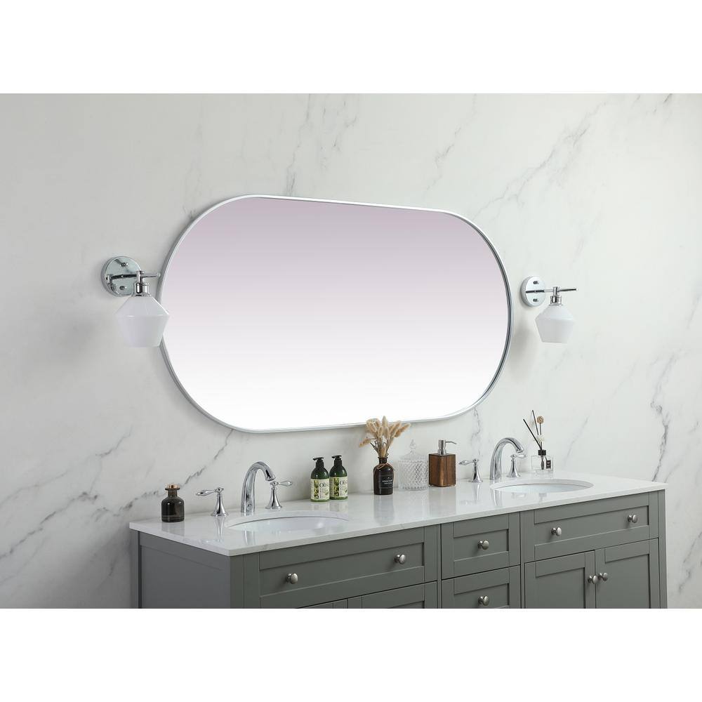Alt View 4. Elegant Decor - Metal Frame Oval Mirror 30x60 Inch in Silver - Silver.