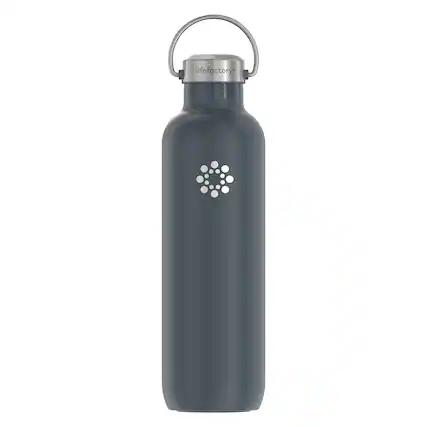 Front. Lifefactory - 32-Oz Stainless Steel Vacuum-Insulated Sport Bottle - Carbon.