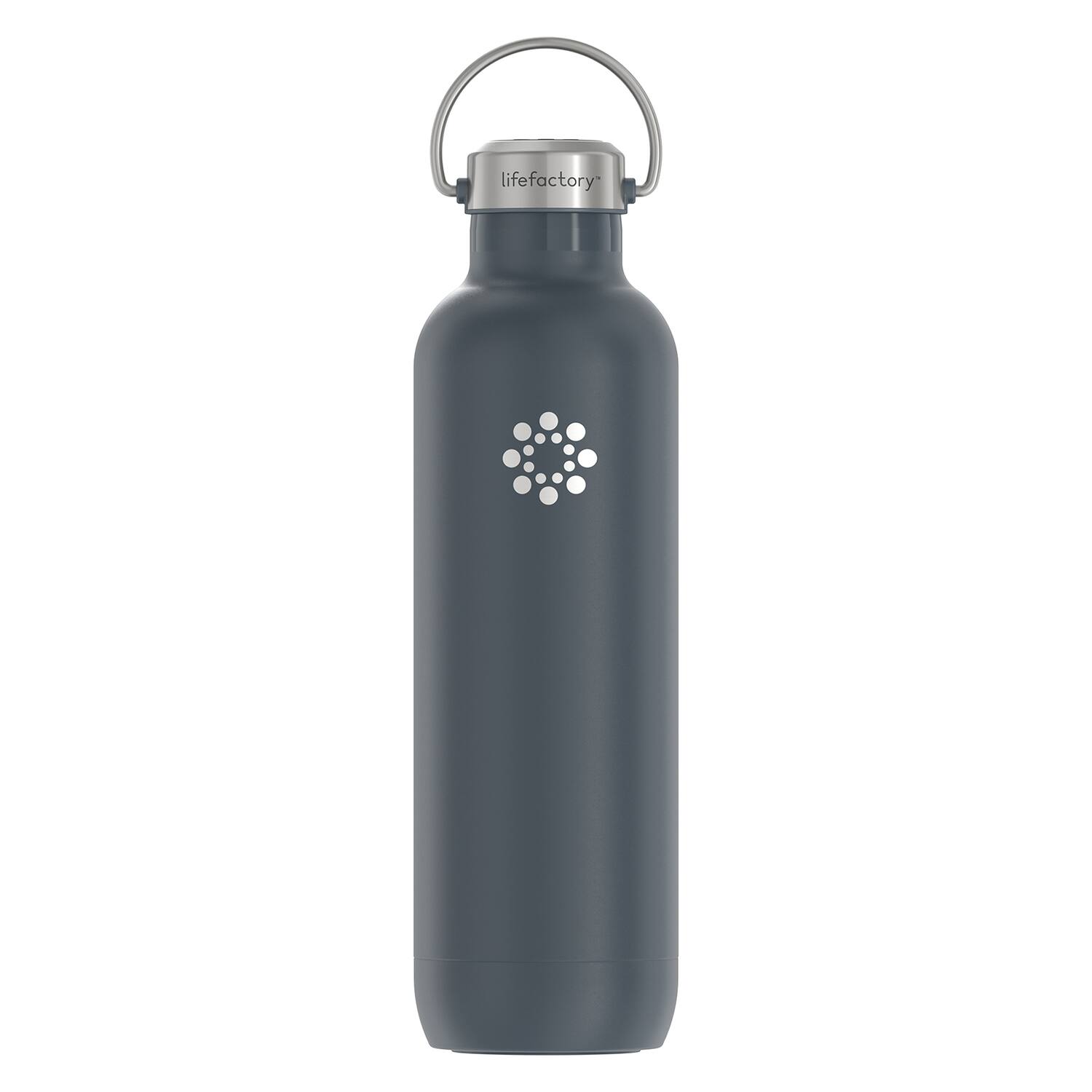 Front. Lifefactory - 32-Oz Stainless Steel Vacuum-Insulated Sport Bottle - Carbon.
