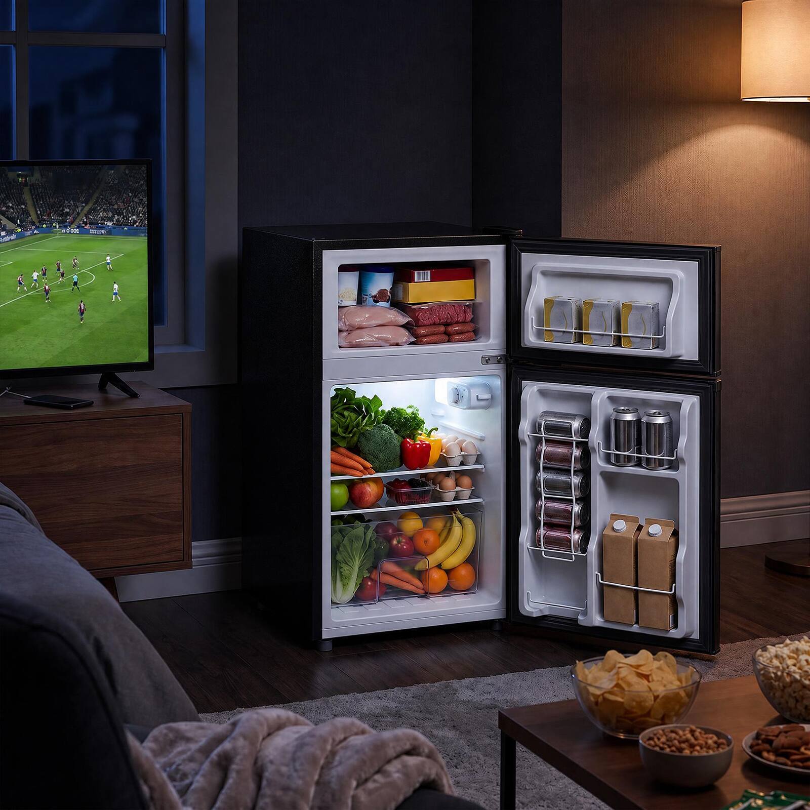 Alt View 3. Costway - Costway 3.5 Cu.Ft Mini Fridge with Freezer 2-Door Refrigerator 7-Level Thermostat for Dorm - Black.