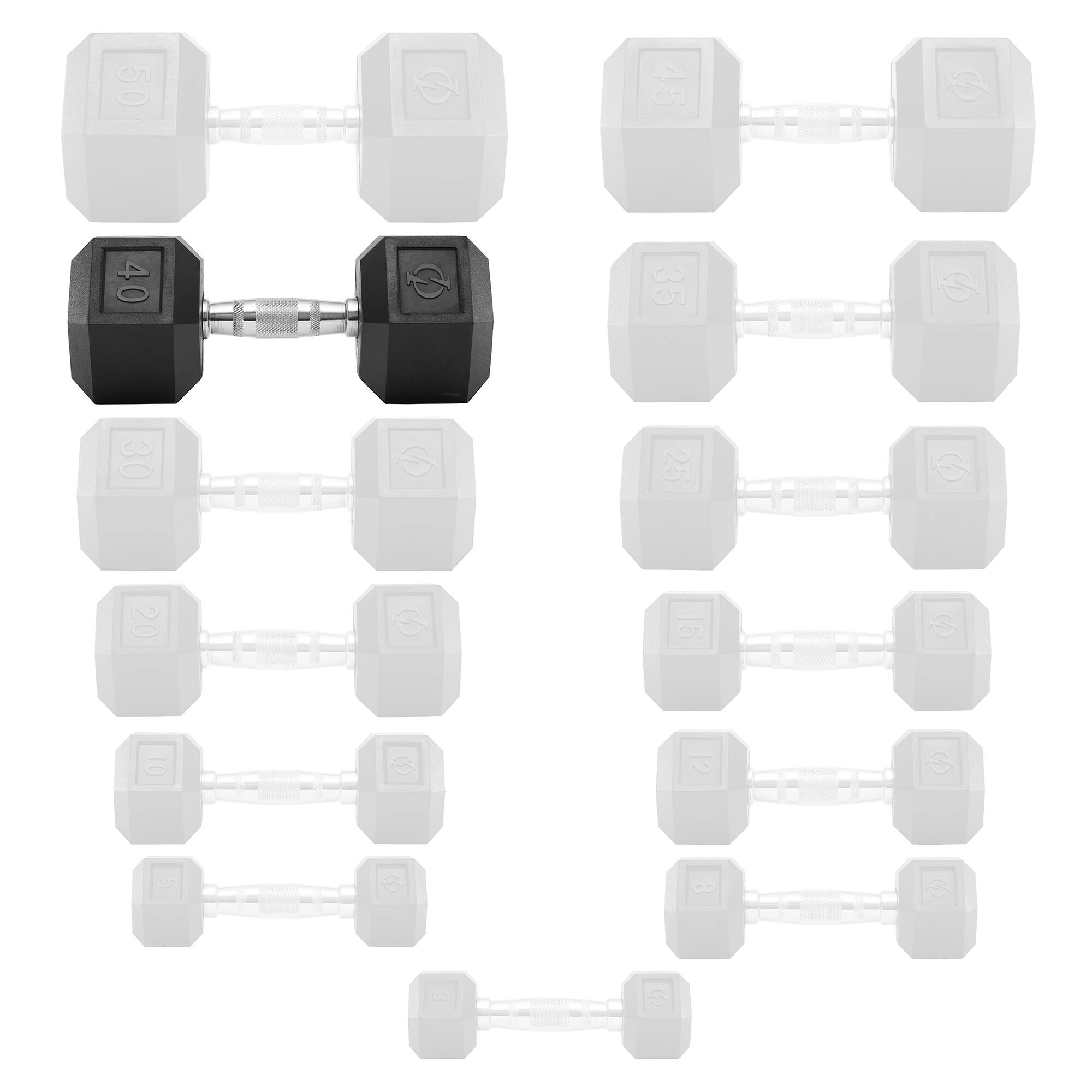 Alt View 3. Philosophy Gym - Rubber Coated Hex Dumbbell - Cast Iron Hand Weights - 25-lbto 50 Pound - Black.