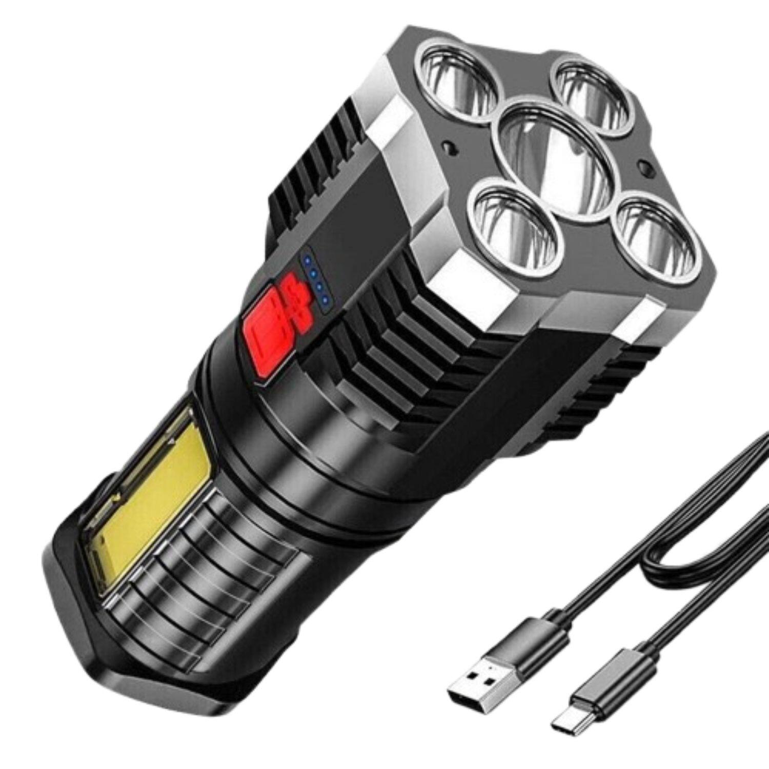Front. Home Collection - 1 Pack Super Bright USB Rechargeable LED Flashlight – Tactical Torch for Camping, Hiking, and Outdoor Use.
