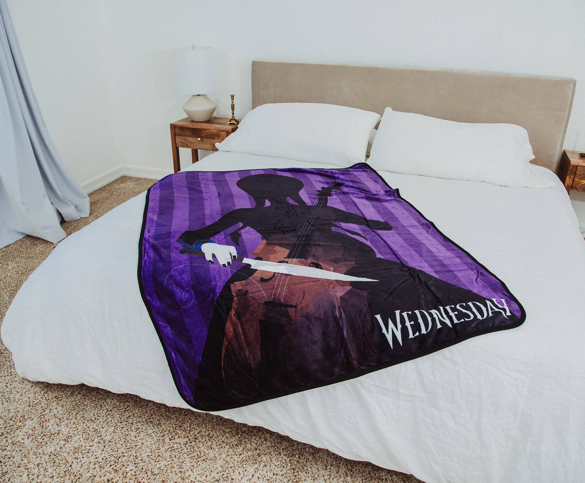 Alt View 2. Silver Buffalo - Addams Family Wednesday Cello Silhouette Fleece Throw Blanket | 45 x 60 Inches - Purple.
