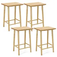 Costway - 25.5" Counter Height Stool Set of 4 with Footrest & Solid Wood Frame - Natural - Front_Zoom