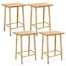 Costway - 25.5" Counter Height Stool Set of 4 with Footrest & Solid Wood Frame - Natural
