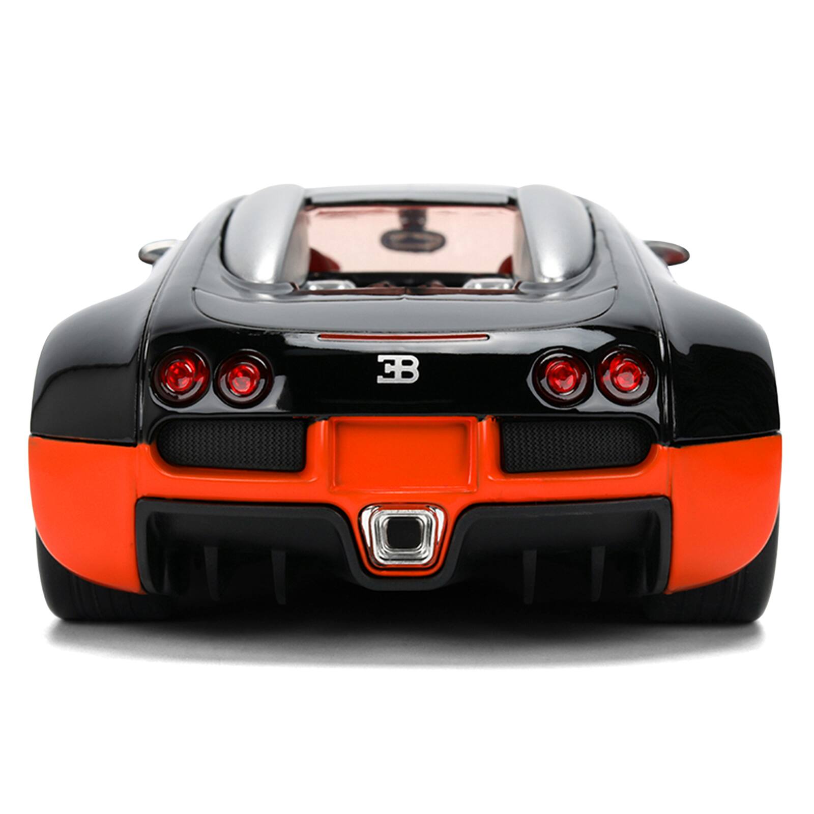 Alt View 6. Jada - 2011 Bugatti Veyron Black with Orange Accents and Orange Interior "Hyper-Spec" Series 1/24 Diecast Model Car by Jada.