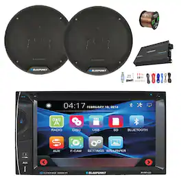 Blaupunkt - MIAMI 620 6.2" Touchscreen Double DIN BT DVD/CD Receiver, Amplifier w/Kit, 2x 6.5" 60W Car Speakers w/ Wire