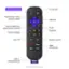 The text on the image is grouped and corrected as follows:

1. Backlit buttons:
2. TV power:
3. Hands-free voice on/off switch:
4. OK:
5. Volume:
6. Voice button for search and control:
7. Instant replay:
8. Mute:
9. Options:
10. Live TV:
11. Guide:
12. Quick Launch:
13. Netflix:
14. TV+:
15. Disney+:
16. Roku Channel:
17. App Shortcuts:
18. USB-C charging port:
19. Roku App shortcut buttons may vary.