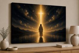FC Design - Large Midnight Divine Presence Canvas 24x36" Ready-to-Hang Religious Art Painting Home Wall Decor - MultiColor