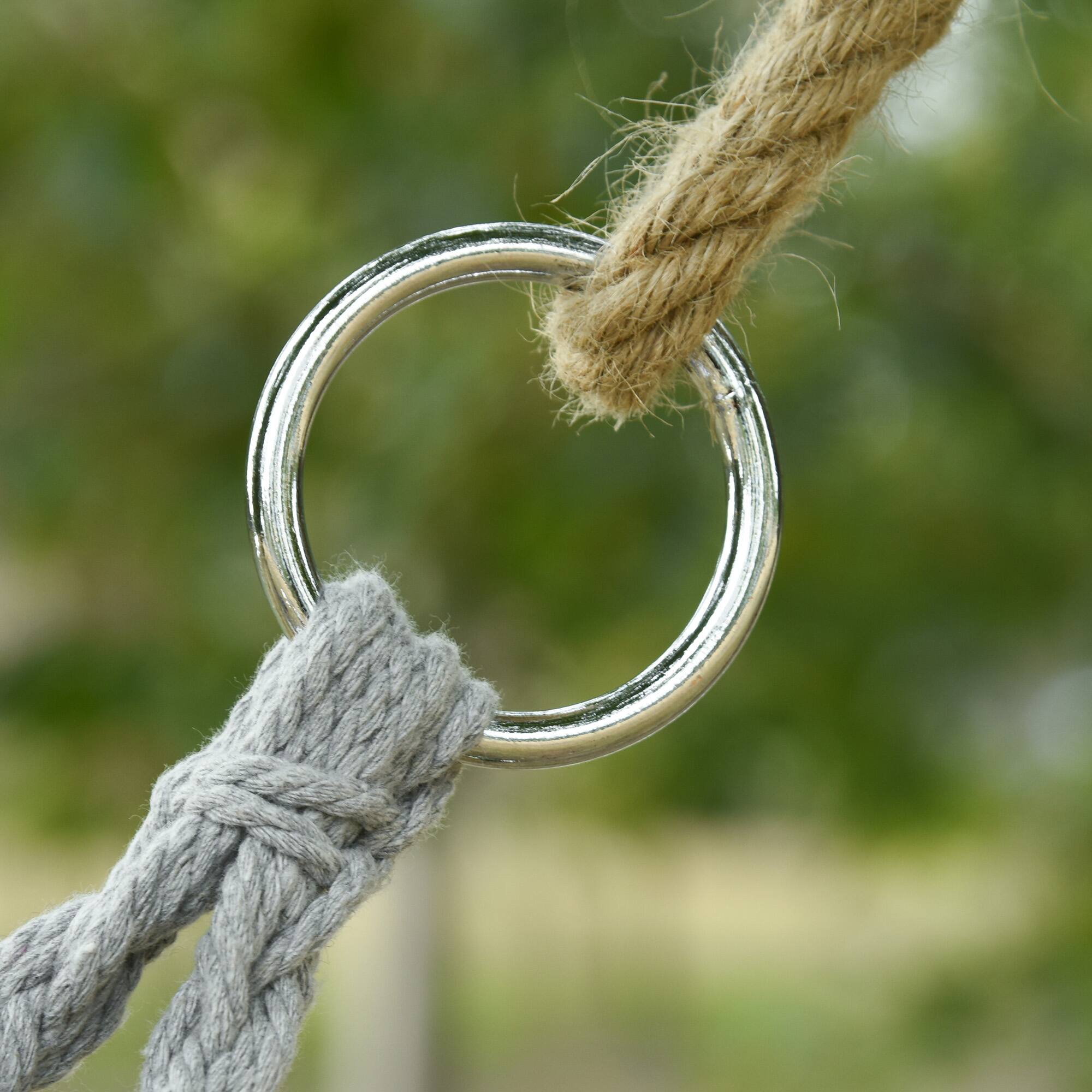 Alt View 7. Outsunny - 2-Person Hammock Chair Macrame Swing with Soft Cushion, Hanging Cotton Rope Chair for Indoor Outdoor Home Patio - Light Grey.