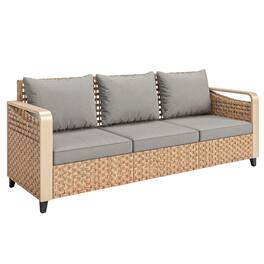 Outsunny - Wicker Sofa 3-Seater Outdoor Patio Sofa with Cushions for Garden Backyard Porch - Gray