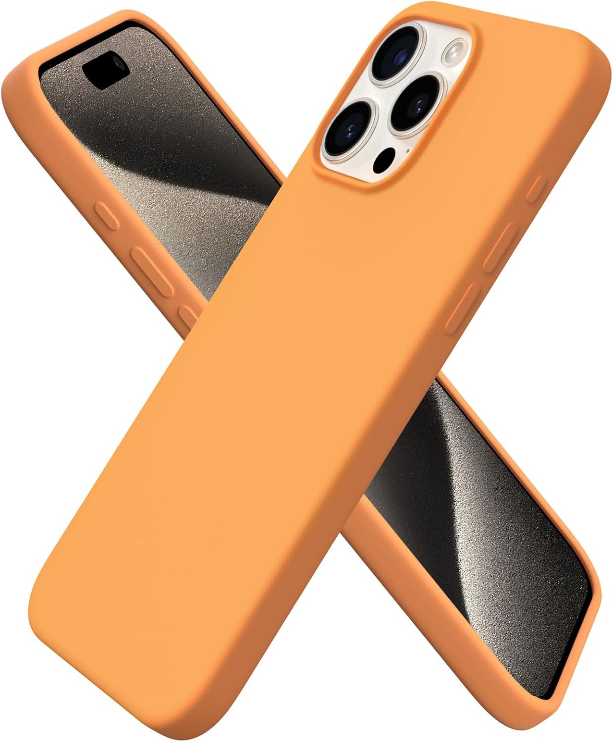 Front. Ornarto - ORNARTO Compatible with iPhone 15 Pro Max Case 6.7", Slim Liquid Silicone Full Covered Protective Cover-Marigold - Marigold.