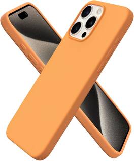 Ornarto - Compatible with iPhone 15 Pro Max Case 6.7", Slim Liquid Silicone Full Covered Protective Cover - Marigold