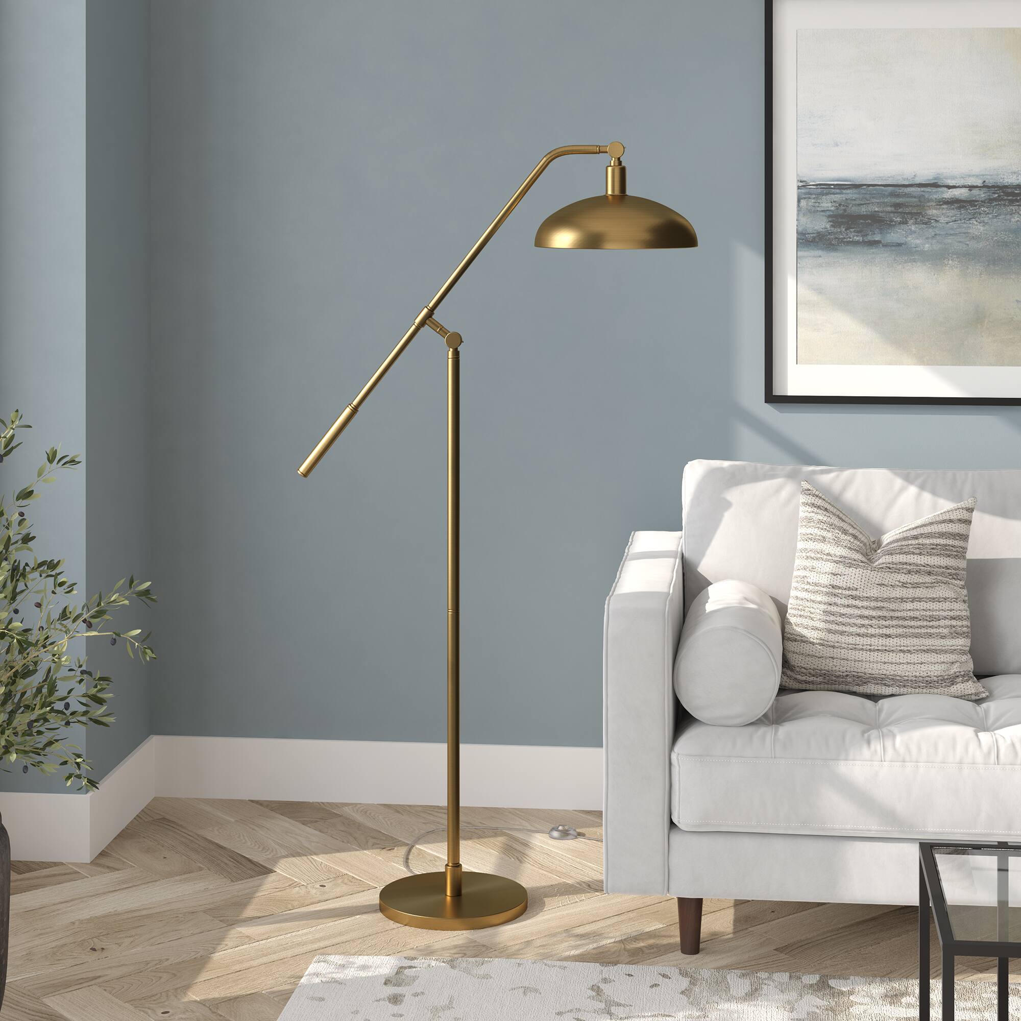 Alt View 11. Hudson&Canal - Devon Floor Lamp - Brass.