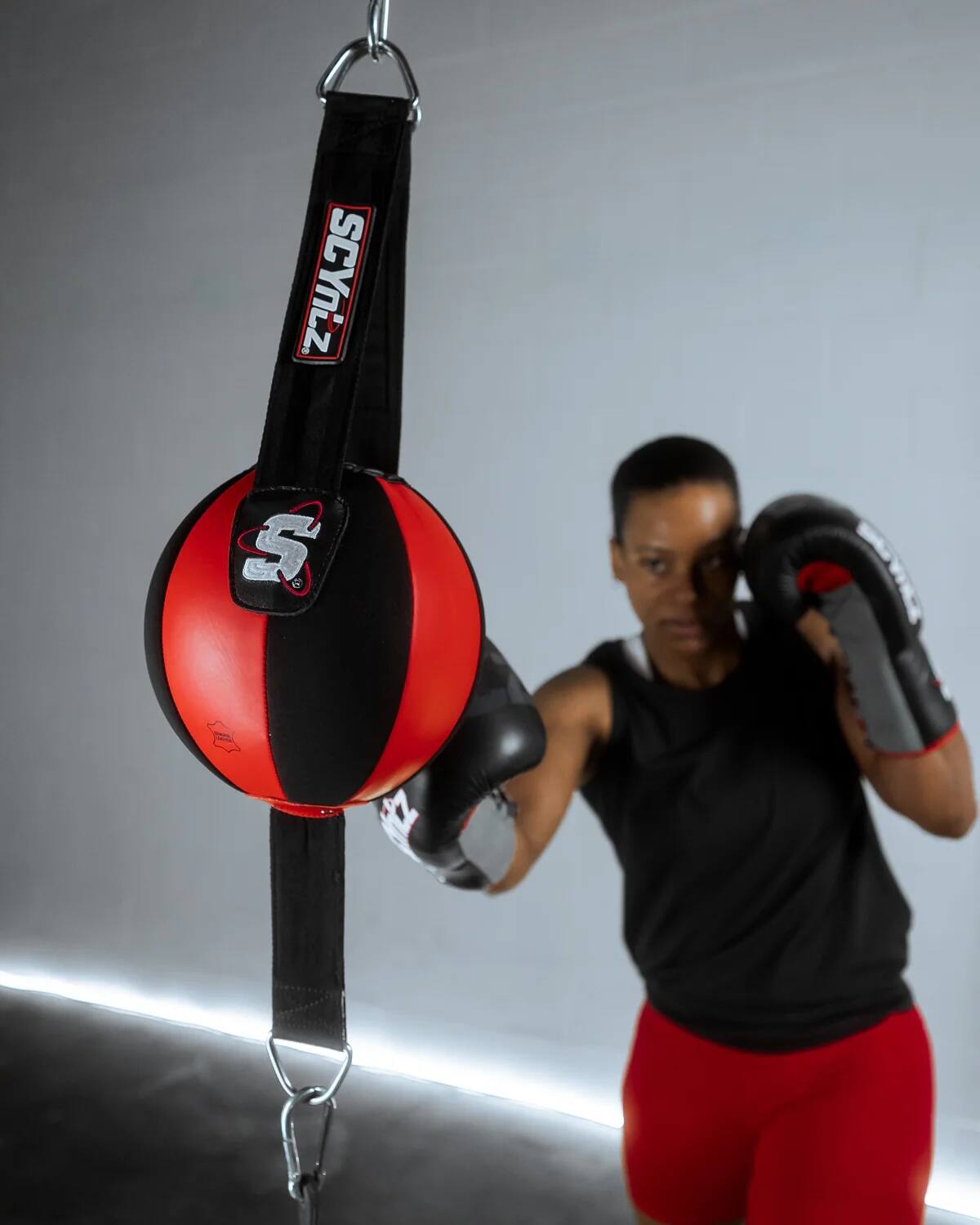 Alt View 2. TITLE Boxing - Title Boxing SCYntz Leather Double End Bag - Red/Black - Red/Black.