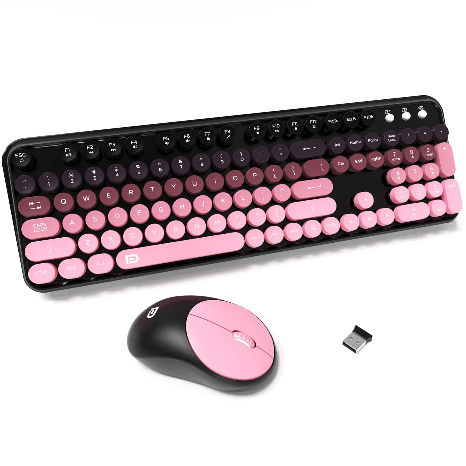 Live At Space - hz Wireless And Mouse Set With Button - Full-size Compatible For Windows/laptop/pc/notebook/smart Tv More Milky White - EK8870 Pink Gradient