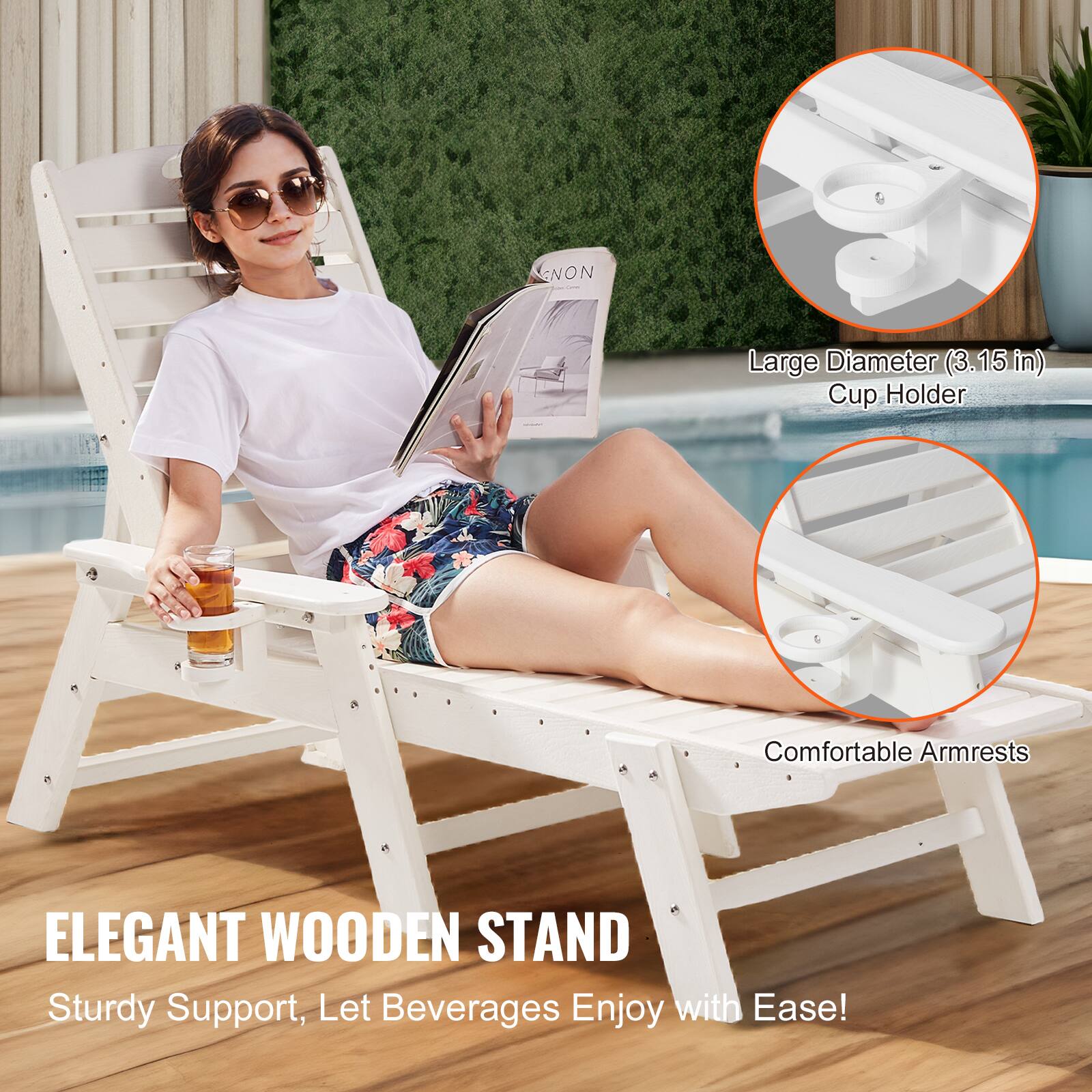 - Large Diameter (3.15 in) Cup Holder
- Comfortable Armrests
- ELEGANT WOODEN STAND
- Sturdy Support, Let Beverages Enjoy with Ease!