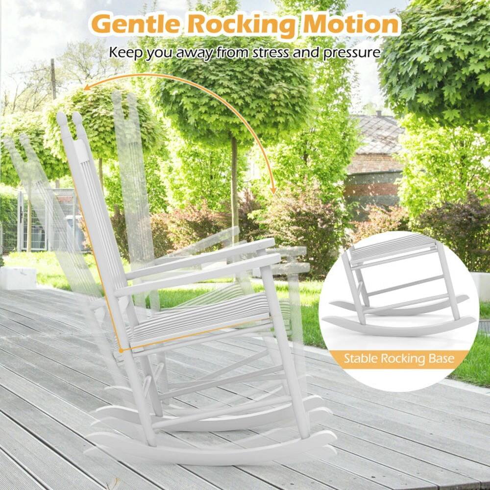 Kadyn Rocking Patio Bistro Outdoor ChairsHighBack Acacia Wood Outdoor ...