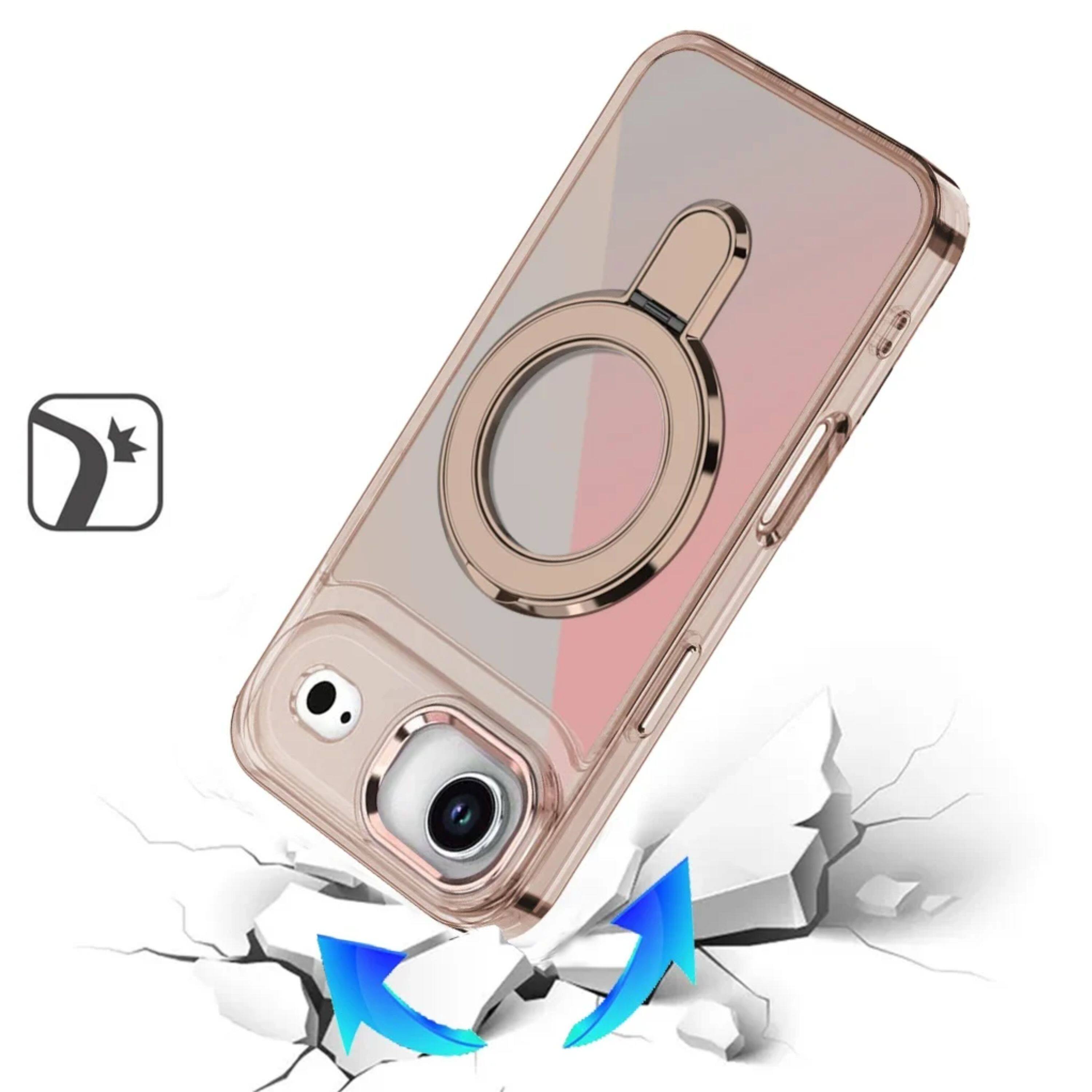 Angle. Kitcheniva - Radiant Chrome Magnetic Circle Stand Phone Case With Tempered Glass For iPhone Air Desert Titanium - Desert Titanium.