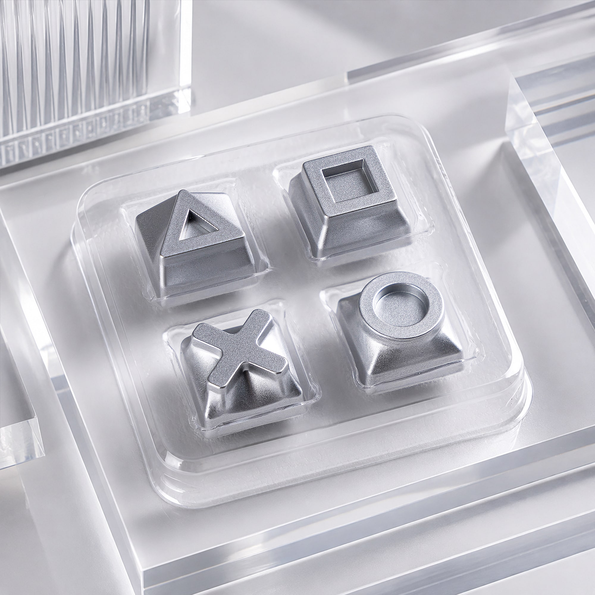 Womier - PBT Keycaps with Metal Paint, Custom Retro Keycaps Set for All ANSI Cherry MX Switches Mechanical Keyboards - Silver-4 Keys