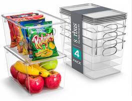 Sorbus - Plastic Storage Bins with Lid, Stackable Pantry Organizer Box Bin Containers for Organizing Fridge - Clear