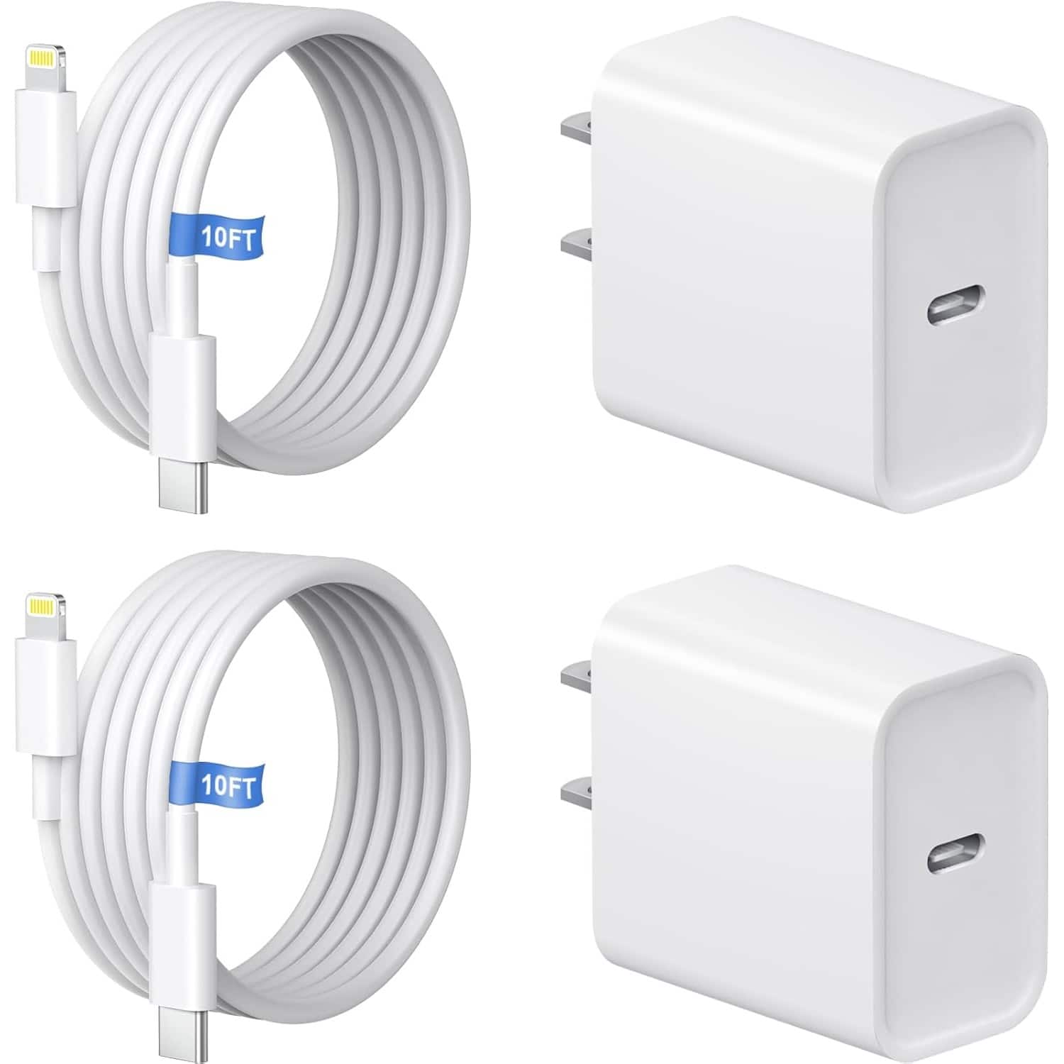 MOSZAR LLC - 10Ft iPhone Charger with 20W USB-C Block for iPhone 14/13/12/11 - White