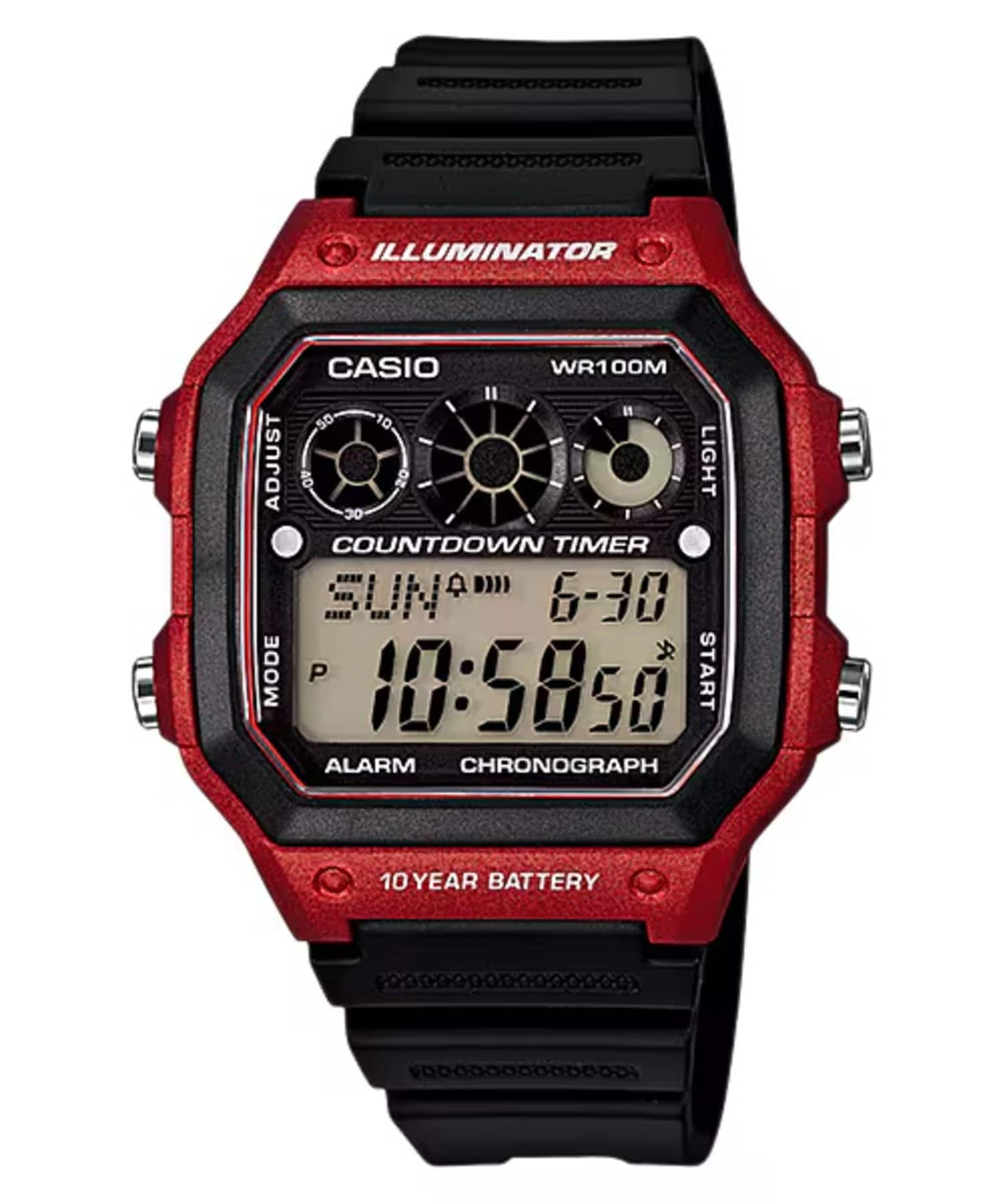 Casio - Men’s and Red Digital Watch - AE-1300WH-4AVDF - Black
