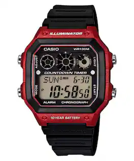 Casio - Men’s and Red Digital Watch - AE-1300WH-4AVDF - Black
