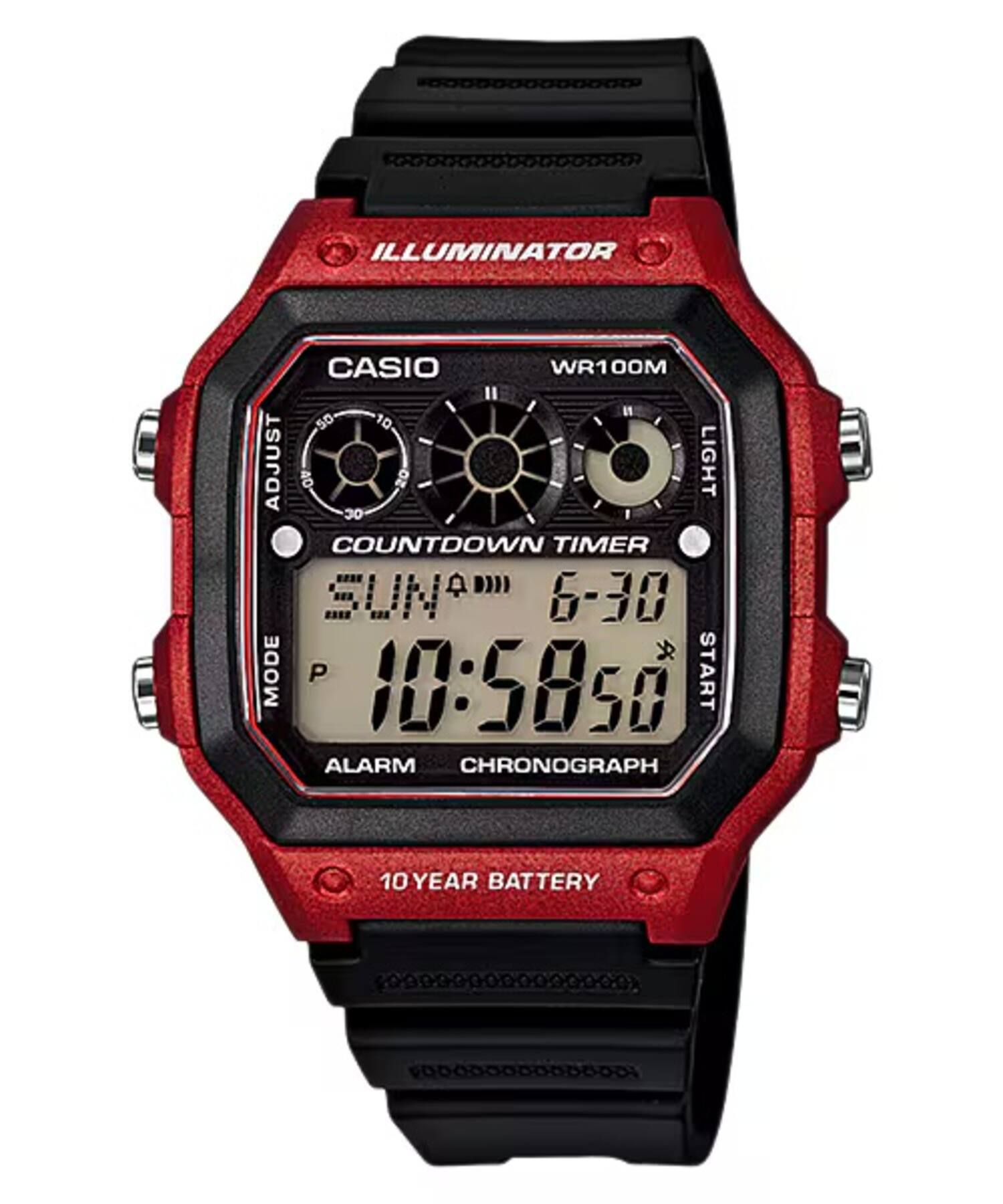 Casio - Men’s and Red Digital Watch - AE-1300WH-4AVDF - Black