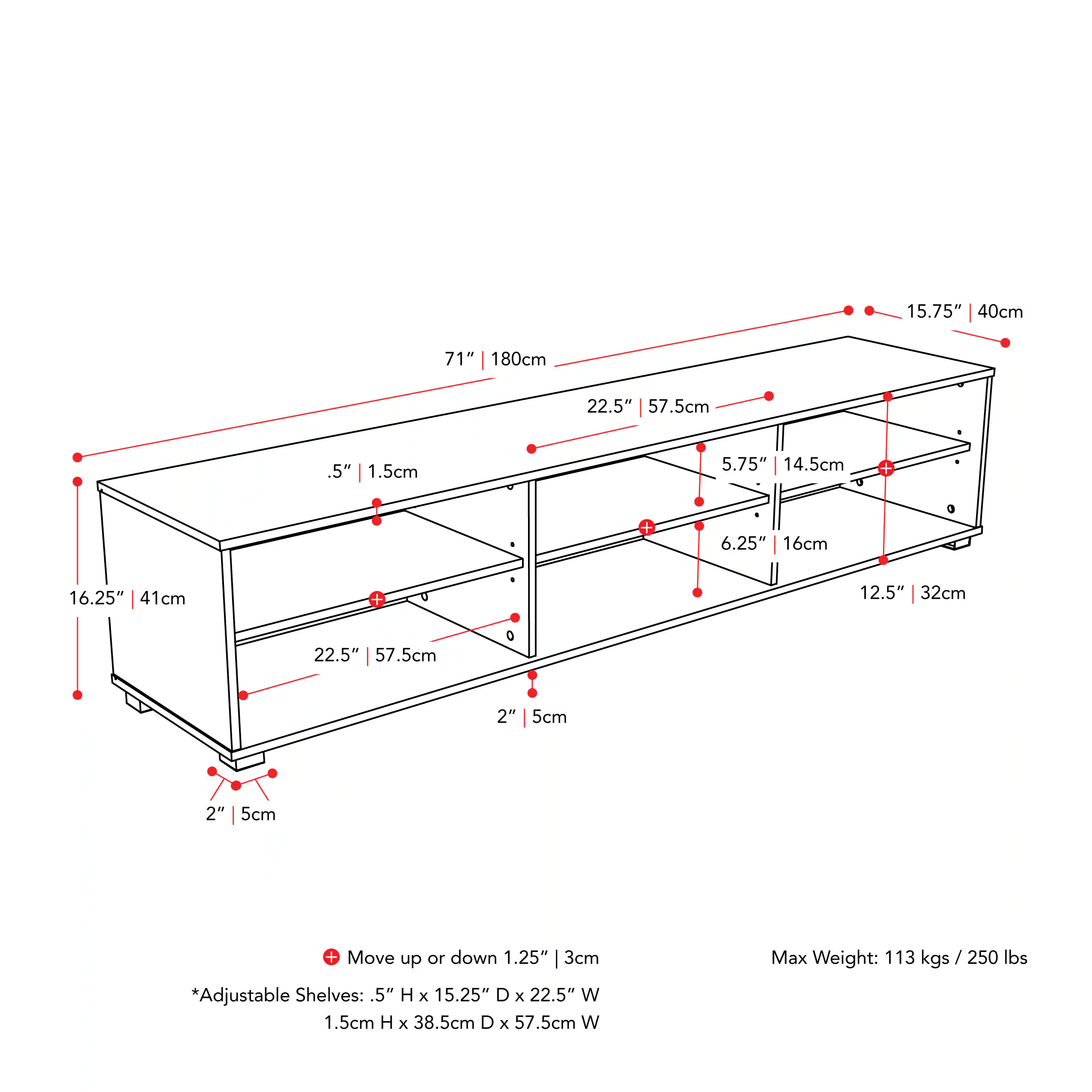Alt View 11. CorLiving - Hollywood Collection TV Stand with Open Cabinets for Most TVs up to 85" - Black.