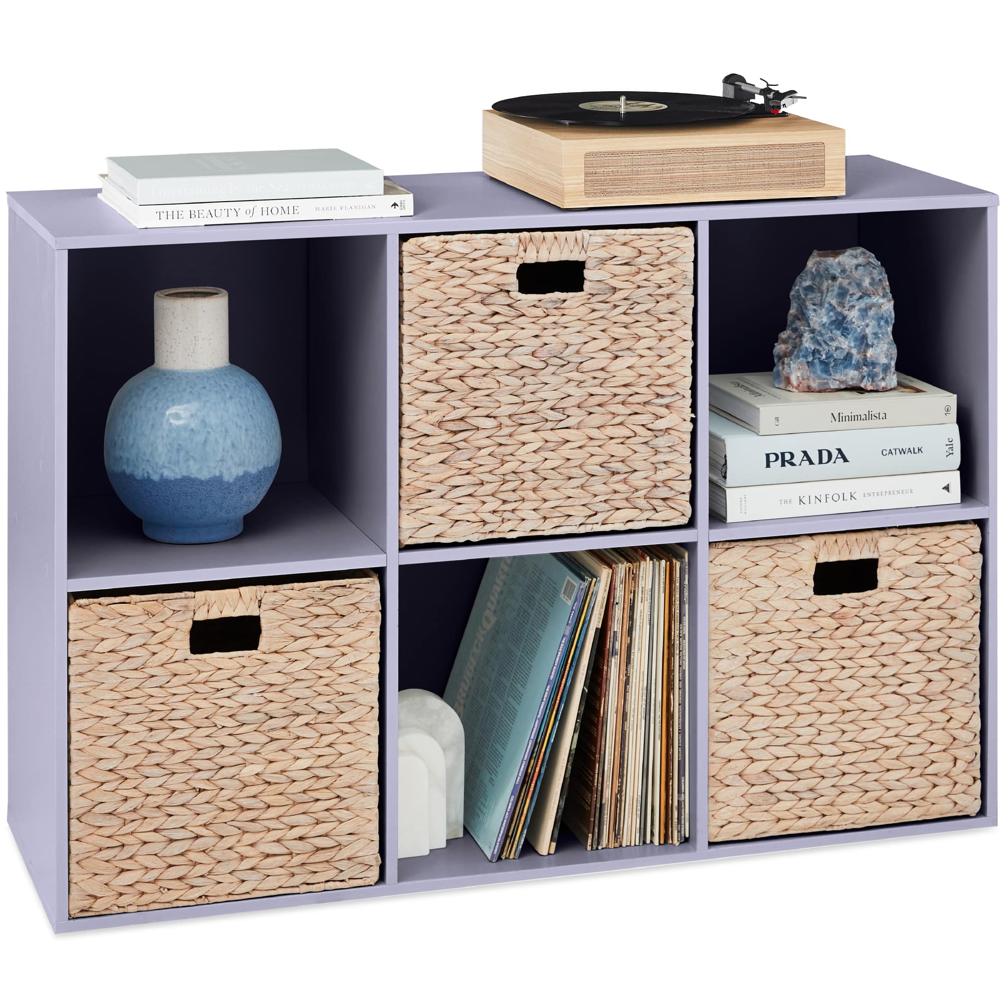 Best Choice Products - 6-Cube Bookshelf, 13.5in Display Storage System, Organizer w/ Removable Back Panels - Lavender
