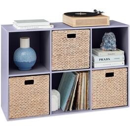 Best Choice Products - 6-Cube Bookshelf, 13.5in Display Storage System, Organizer w/ Removable Back Panels - Lavender